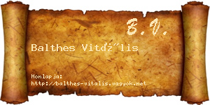 Balthes Vitális névjegykártya